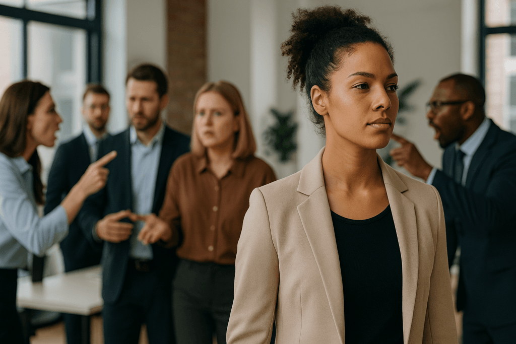 Mutual narcissism: Woman leaving the scene to protect her mental wellbeing.